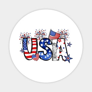 USA US Flag Patriotic 4th of July America Men Wen Kids Magnet